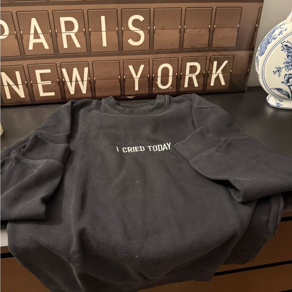 Black Sweatshirt with White Text
